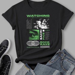 New Fashion Black Crew Neck Graphic Top T Shirts