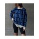  2024 Round Neck Loose Letter Contrast Color Sweater