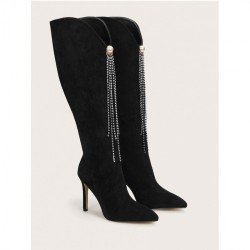  Fashion Pure Color Rhinestone Women's High Boots