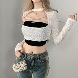  Spice Girl Hollowed Out Two-Piece T Shirt