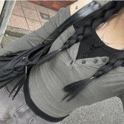 Patchwork Street Gray Tops For Fall