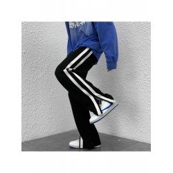 Loose Casual Split Hem Contrast Color Long Pants  Loose Casual Split Hem Contrast Color Long Pants