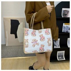  Casual Canvas Cute Cartoon Printed Tote Bag