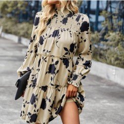  Elegant Loose Stringy Selvedge Women's Long Sleeve Dress