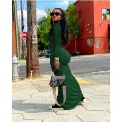 Square Neck Solid Long Sleeve Maxi Dresses