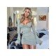  Fashion Solid Color Flare Sleeve Pullover Dress