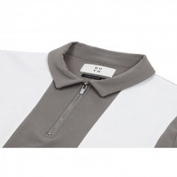 Casual Color Blocking Quarter-zip Polo Shirts
