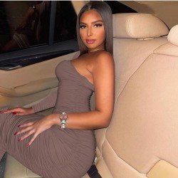 Ladies Ruched One Shoulder Maxi Dresses