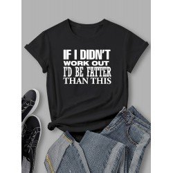 Letter Printed Casual Black Simple T Shirts