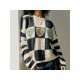  2024 Contrast Color Checkerboard Knitted Sweater