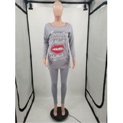 Leisure Lip Printed 2 Piece Pant Sets For Women Leisure Lip Printed 2 Piece Pant Sets For Women