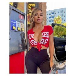 Letter Printed Slit Sexy T Shirts Letter Printed Slit Sexy T Shirts