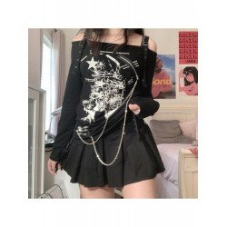 Street Cold Sleeve Black Printed Chain T Shirts Street Cold Sleeve Black Printed Chain T Shirts