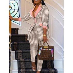 Houndstooth Stylish Matching 2 Piece Pant Sets For Women Houndstooth Stylish Matching 2 Piece Pant Sets For Women