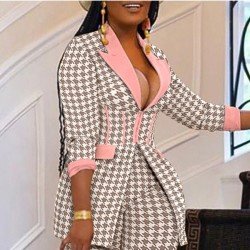 Houndstooth Stylish Matching 2 Piece Pant Sets For Women