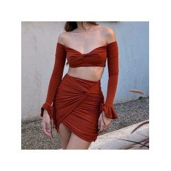 Off The Shoulder Matching Cropped Top And Skirt Sets Off The Shoulder Matching Cropped Top And Skirt Sets