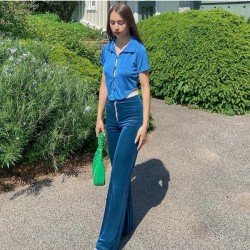 Zipper Up Zipper Black Bootcut Trousers