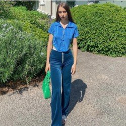 Zipper Up Zipper Black Bootcut Trousers