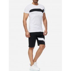 Casual Color Blocking 2 Piece Short Suit Sets Men Casual Color Blocking 2 Piece Short Suit Sets Men