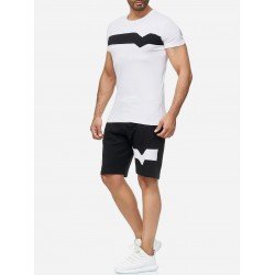 Casual Color Blocking 2 Piece Short Suit Sets Men Casual Color Blocking 2 Piece Short Suit Sets Men