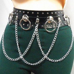 Riveted Metal Rings Wide Chain Belts For Women