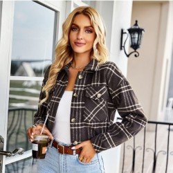  2024 Winter Versatile Plaid Women's Short Coats