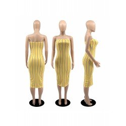 Sexy Backless Strapless Striped Women's Midi Skirt  Sexy Backless Strapless Striped Women's Midi Skirt