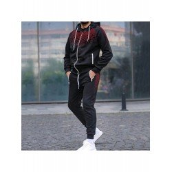  Honeycomb Printed Men Jogger Hooded Coat And Pant Sets