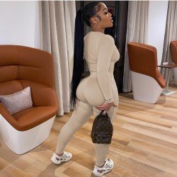 Simple Solid Matching 2 Piece Trouser Sets For Women