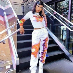 Hip Hop Printed Matching 2 Piece Jogger Sets