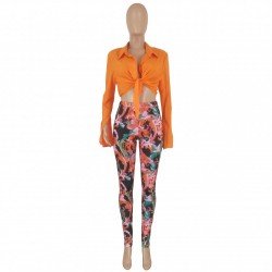 Printed Fall Matching 2 Piece Trouser Sets