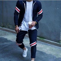 Striped Patchwork Matching Outfit Sets For Men