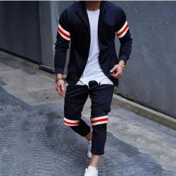 Striped Patchwork Matching Outfit Sets For Men