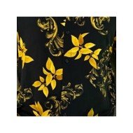 Summer Black Stand Collar Flower Printed Men Shirts 