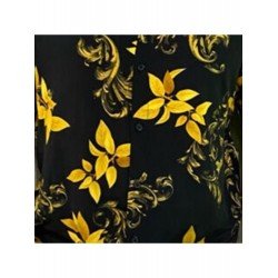 Summer Black Stand Collar Flower Printed Men Shirts  Summer Black Stand Collar Flower Printed Men Shirts