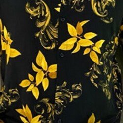 Summer Black Stand Collar Flower Printed Men Shirts 