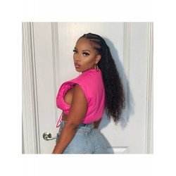  Casual Pure Color Lace Up Navel Cotton Jacket