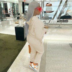 Casual Solid Pockets Matching Hoodies Top And Trouser Sets