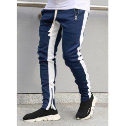 Summer Drawstring Contrast Color Zipper Men's Casual Pants  Summer Drawstring Contrast Color Zipper Men's Casual Pants