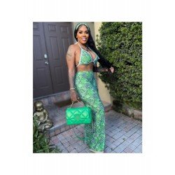  Sexy Halter Backless Top And Trouser Women's Sets