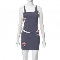 2024 U Neck Embroidered Patchwork Backless Dress  2024 U Neck Embroidered Patchwork Backless Dress