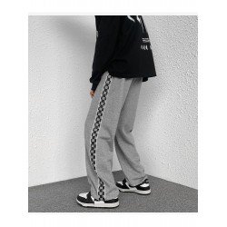 Loose Grid Black Sports Jogger Trousers For Women Loose Grid Black Sports Jogger Trousers For Women
