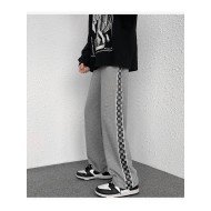 Loose Grid Black Sports Jogger Trousers For Women