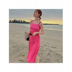 Summer Ladies Solid Spaghetti Straps Midi Dress Summer Ladies Solid Spaghetti Straps Midi Dress