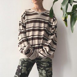 Vintage V Neck Striped Pullover Sweaters Vintage V Neck Striped Pullover Sweaters