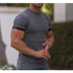 Casual Contrast Color Short Sleeve Tee Shirts For Men