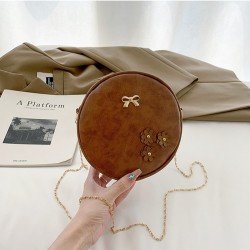  PU Pure Color Round Shoulder Bag