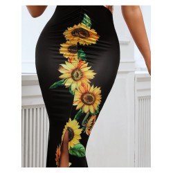 Summer V-Neck Split Hem Printing Women's Dress  Summer V-Neck Split Hem Printing Women's Dress