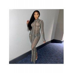 Hot Drilling Gauze Long Sleeve Maxi Dress Hot Drilling Gauze Long Sleeve Maxi Dress