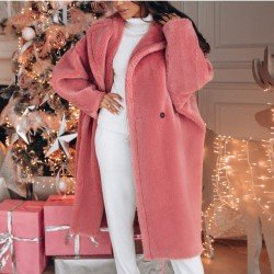  Winter Pure Color Plush Lambswool Coats